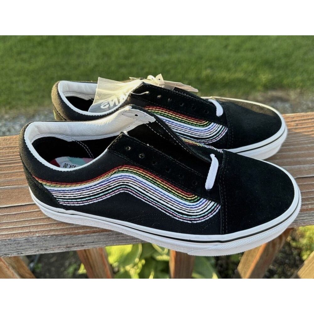 van old skool pride shoes Black with rainbow design size 9 - Picture 5 of 8
